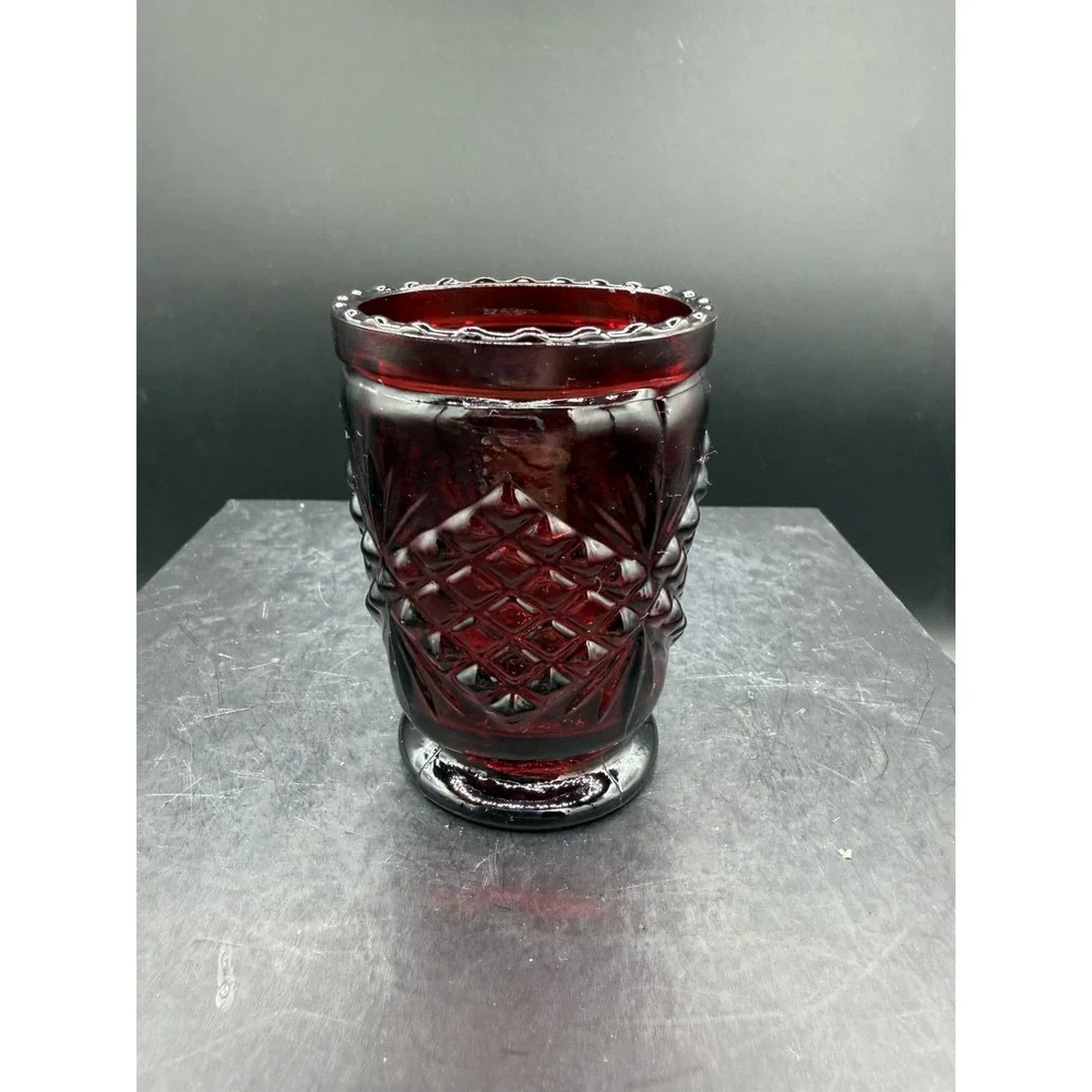 ❤️Vintage Ruby Red Pressed Glass Toothpick / Votive Holder Elegant Collectible